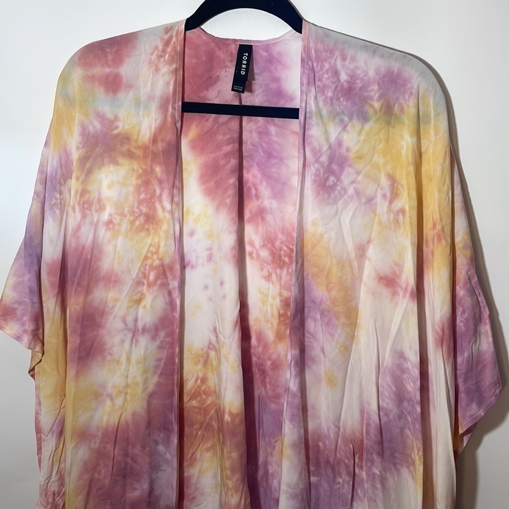 Torrid one size PINK TIE DYE LONGLINE RUANA - Picture 10 of 10
